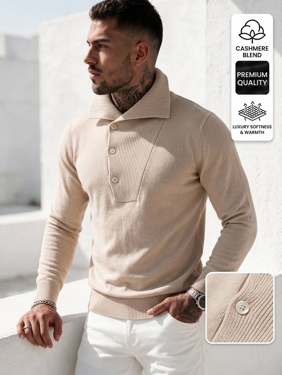 Manfinity Homme Men's Solid Color Casual Versatile Daily Wear Long Sleeve Sweater - Multicolor - View 1