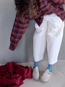 DAZY 女款格紋休閒百搭日常穿著長袖上衣 - 酒紅色 - 查看 5