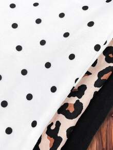 SHEIN 3pcs Baby Girl Animal Print Polka Dot Elastic Thick Ribbed Flare Leggings Suitable For Winter - Multicolor - View 5