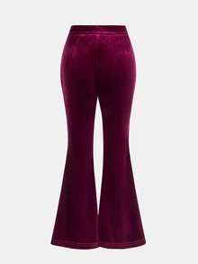 SHEIN طقم جاكيت كارديجان بغطاء رأس محبوك ومزين بطباعة مخملية بلون موحد، كاجوال للبنات الصغيرات، مناسب للربيع والخريف والشتاء - عنابي اللون - مشاهدة 7