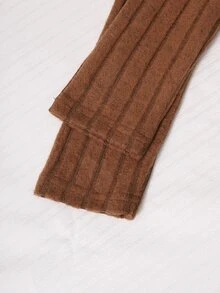 SHEIN Christmas Party Dress Tween Girl 2pcs Solid Chocolate Brown Beige Flared Dress Elegant 80s Cute - Multicolor - View 7