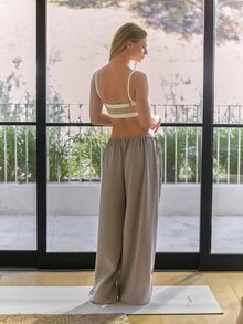 GLOWMODE SoftCalm Modal One-Fit Sweatpants SoftCalm Silky-Smooth Breathable Oversized Wide-Leg With Adjustable Drawstring Waist And Hems Autumn Winter - Khaki - View 10