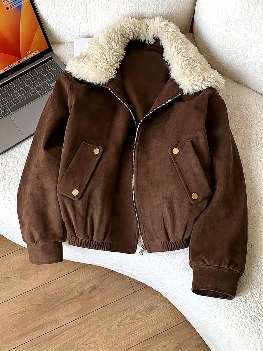 GlowEve Women's Winter Fashion Versatile Jacket - Coffee Brown - View 1