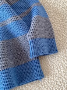 SHEIN 小男孩條紋拼接配色長袖針織衫 - 寶藍色 - 查看 5