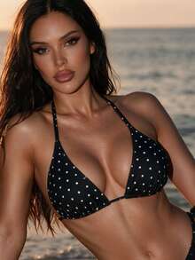 Swim Basics 女士休闲波尔卡圆点印花比基尼上衣度假装 - 彩色 - 查看 5
