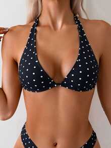 Swim Basics 女士休闲波尔卡圆点印花比基尼上衣度假装 - 彩色 - 查看 4