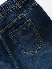 Tween Boys Washed Dark Blue Loose Tapered Jeans - Casual Denim Pants With Faded Detail & Elastic Waist - Dark Wash - View 7