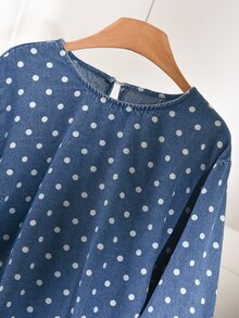 CosyJoli Plus Size Women Polka Dot Casual Daily Wear Shirt For Women Casual Daily Going Out Shirt For Women Casual Thanksgiving Day Shirt For Women Fall/Winter - Blue - View 5