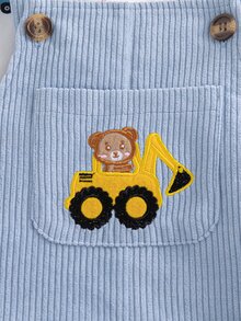 SHEIN 幼兒男嬰 T-shirt 連身褲套裝，可愛藍白條紋長袖圓領合身舒適，適合假日日常穿著，秋冬休閒柔軟舒適 - 藍色 - 查看 8