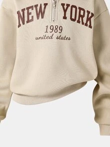 SHEIN Sweetra Young Tween Girls Fleece Fall Clothes Casual Minimalist Zip-Up Drop Shoulder Sweatshirt, Autumn Fall Winter, Warm, Outfit, Comfortable, Daily, Long Sleeve - Apricot - View 5