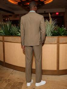 HIMLAND Men Solid Drawstring Waist Pants, Fall, Vacation, Father's Day Gifts, Football - Khaki - View 5