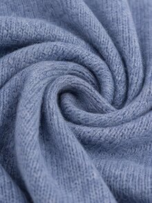 Elafinee Women's Crew Neck Dropped Shoulder Loose Fit Mid-Length Pullover Knit Sweater Long Sleeve Patch Pockets Everyday Dusty Blue Fall Casual Going Out - Blue - View 6