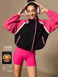 VARSIVA Women's Colorblock Raglan Long Sleeve Loose Fit Sports Jacket - Multicolor - View 2
