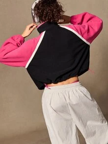 VARSIVA Women's Colorblock Raglan Long Sleeve Loose Fit Sports Jacket - Multicolor - View 6