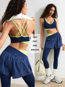 VARSIVA Women's Colorblock Top And Leggings Casual Daily Sports Set - Multicolor - View 11