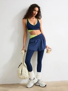 VARSIVA Women's Colorblock Top And Leggings Casual Daily Sports Set - Multicolor - View 7