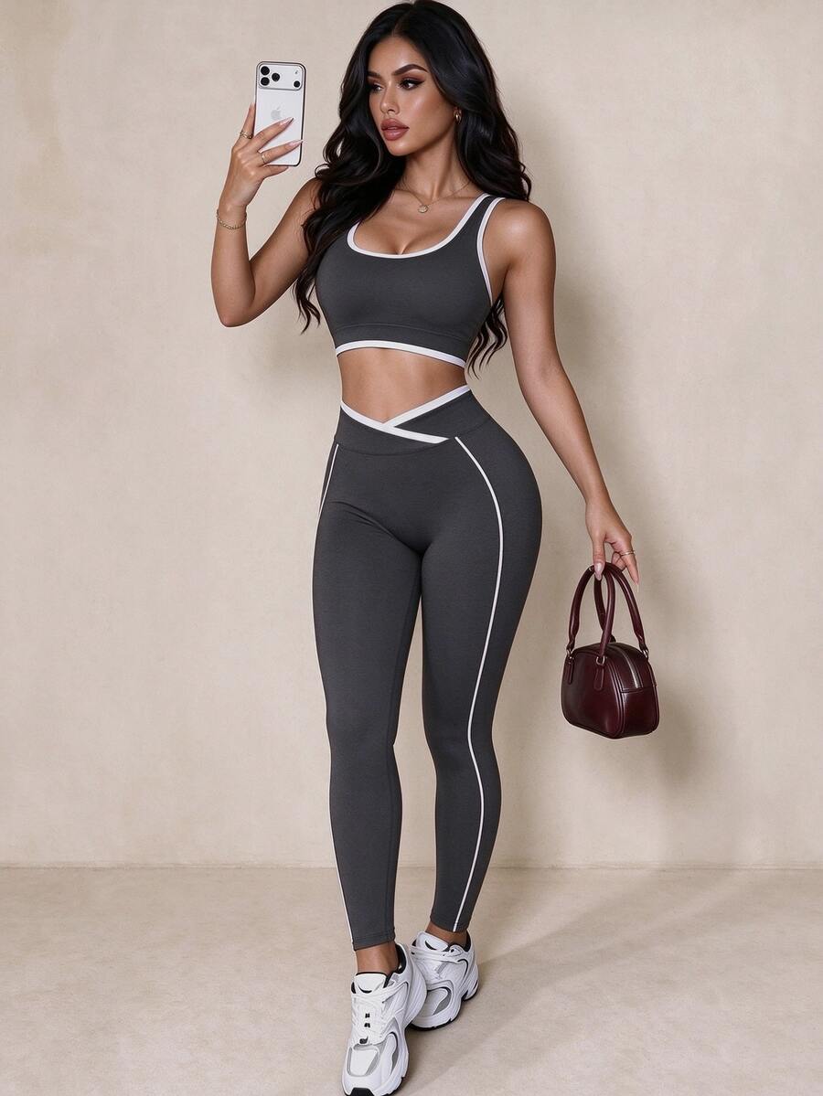 Slayform Slayform Seamless High Elasticity Women's Sports Set - Dark Grey - View 1