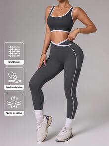 Slayform Slayform Seamless High Elasticity Women's Sports Set - Dark Grey - View 5