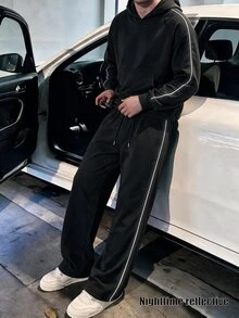 STEELVANCE Men's Long Sleeve Sweatshirt And Pocket Sweatpants Set - Black - View 1