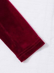 Girls Elegant Red Korean Velvet Off-Shoulder Fitted Bud Dress Suitable For Evening Party Wear - Burgundy - View 6