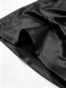 EMERY ROSE Women's PU Leather Versatile Date Night/Outing Mini Skirt - Black - View 6
