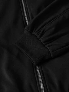 HIMLAND Men's Solid Color Long Sleeve Zip-Up Casual Jacket - Black - View 6
