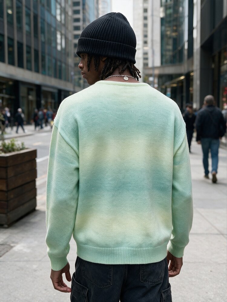 Manfinity CasualKnits Men's Tie-Dye Casual Daily Long Sleeve Sweater - Green - View 2