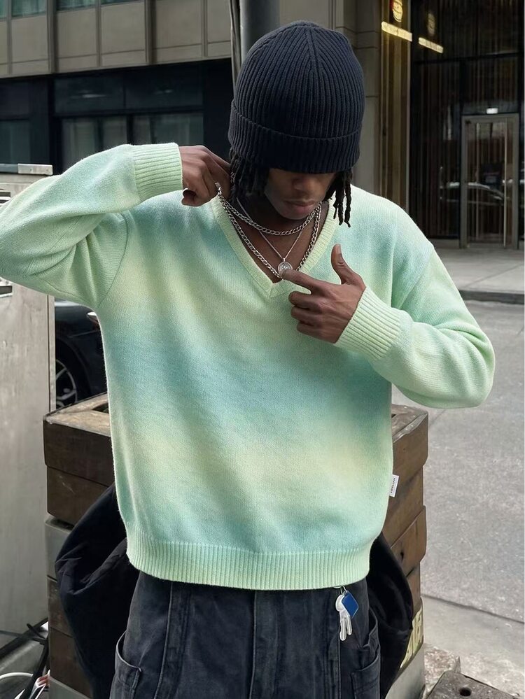 Manfinity CasualKnits Men's Tie-Dye Casual Daily Long Sleeve Sweater - Green - View 5