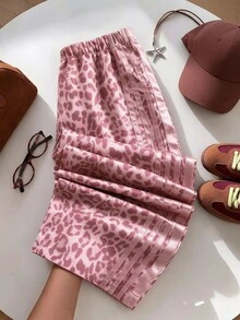 SHEIN 少女女孩長褲 學校穿搭 灰粉色 秋季街頭風 - 粉色 - 查看 7