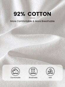 SHEIN 男嬰純棉純白色圓領長袖T恤多件套，適合春秋穿著。休閒簡約風格，舒適百搭。設計簡單優雅，裝飾極簡，展現低調美感。針織面料製成，厚度適中。春季可單穿，秋季可作內搭，冬季可作內層。 - 彩色 - 查看 5