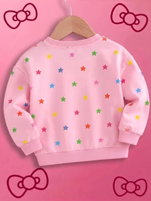 THE POWERPUFF GIRLS X SHEIN Baby Girl Cartoon Print Long Sleeve Sweatshirt Cute Loose Fit - Pink - View 2