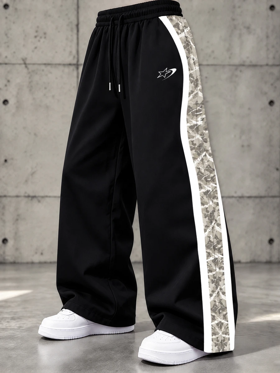 Sport MetroGents FrendsStoneGrade Camouflage Patchwork ContrastColor Printed Casual Swag Baggy Pants For Men Gym Running White And Black Winter - Multicolor - View 1