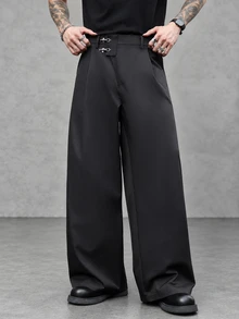 SLATEMANN Men's Black Long Dress Trousers Featuring A Clasp And Zipper Closure; Suitable For Outings, Celebrations, And Formal Occasions. - Black - View 6