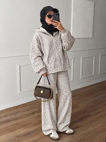 Solavon Women's Leopard Print Hooded Top And Pants Casual Daily 2 Pieces Set - Multicolor - View 5