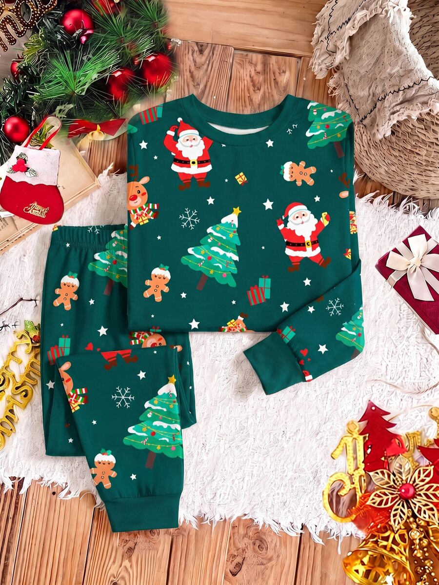 Young Boy Classic Casual Long Sleeve Pants Snug Fit Loungewear, Classic Christmas Pattern Print, Classic Christmas Deer Pattern Print, Classic Santa Claus Pattern Print, Christmas Gift Pattern Print, Cartoon Christmas Tree Pattern Print, Classic Christmas Snowflake Pattern Print, Suitable For Autumn/Winter, Suitable For Christmas - Multicolor - View 1