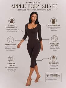 SHEIN PETITE Women's Solid Color Casual Sexy Daily Wear Jumpsuit Gym Pilates Dark Brown Fall - Coffee Brown - View 10
