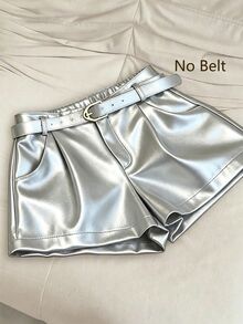 Franclia Plus Size Women's Silver Pocket Casual Shorts - Silver - View 1