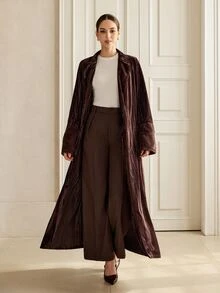 Graceveil Vintage Filipiniana Distressed Velvet Extra Long Loose Drape Patchwork Sleeve Elegant Fall/ Women's Arabic Abaya Ninang Wedding Night Brown - Coffee Brown - View 7