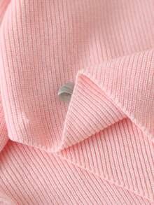 SHEIN Girls 2pcs Pink Sweater Set, High Neck Round Neck Pullover Long Sleeve Sweater With Pink Knit Wide Leg Pants, 3D Bow Decor Winter - Pink - View 8