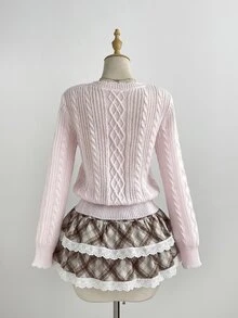 Mori Grove Mori Grove Women's Pink Casual Versatile Sweet 3D Bow Pullover Sweater For Daily Commute And Date, Autumn/Winter - Baby Pink - View 2