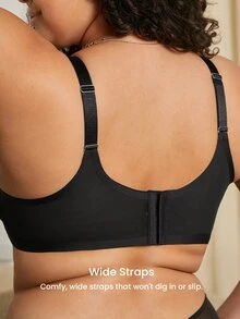 LUVLETTE Plus Dream Curve Air Full Coverage Airy Breathable Sheer Mesh Spacer Cup Black Basic Breezy Comfort Minimizer Bra - Black - View 3
