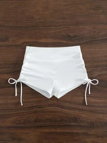 SHEIN Swim New Women's Solid-Color Drawstring Bikini Bottoms – Perfect For Beach Vacations, Summer Holidays, And Parties.Vacation Outfits Women. - White - View 8