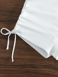 SHEIN Swim New Women's Solid-Color Drawstring Bikini Bottoms – Perfect For Beach Vacations, Summer Holidays, And Parties.Vacation Outfits Women. - White - View 7