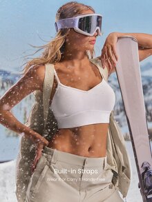 GLOWMODE Après Glow Collection Star Glow Bomber Jacket With Adjustable Hood & Hem, Interior Straps & Fleece-Lined Pockets Daily Casual Winter Skiing - Khaki - View 4