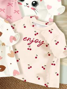SHEIN 4pcs/Set Young Girl's Casual Basic Round Neck Short Sleeve T-Shirts, Suitable For Spring/Summer - Multicolor - View 8