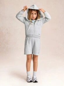 GLOWMODE Kids Collection Everyday Fleece Bundle Up Soft Warm Elastic Waist Loose Fit A-Line Shorts Daily Casual Outdoor Wear - Grey - View 7