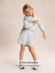GLOWMODE Kids Collection Everyday Fleece Bundle Up Soft Warm Elastic Waist Loose Fit A-Line Shorts Daily Casual Outdoor Wear - Grey - View 4