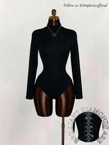 Amplova 95% Cotton Women's Long Sleeve Bodysuit - Multicolor - View 2
