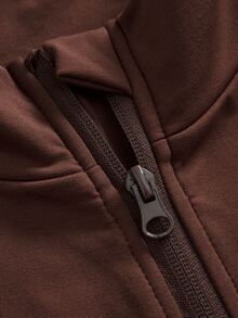 In My Nature Women's Raglan Long Sleeve Zipper Half-Placket Ski Jumpsuit - Brown - View 10