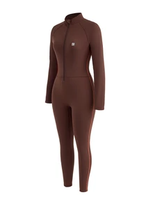 In My Nature Women's Raglan Long Sleeve Zipper Half-Placket Ski Jumpsuit - Brown - View 7